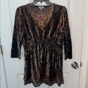 ONE WORLD Multicolor Velvety Long Sleeve Dress